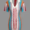 Contrast Wavy Stripe Knit Dress>MICAS Sale