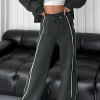 Contrast Zipper Trousers Set>MICAS Hot