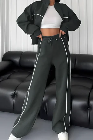 Contrast Zipper Trousers Set>MICAS Hot