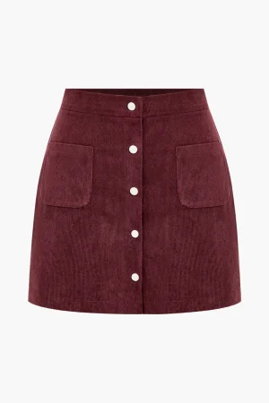 Corduroy Button Skirt>MICAS Fashion