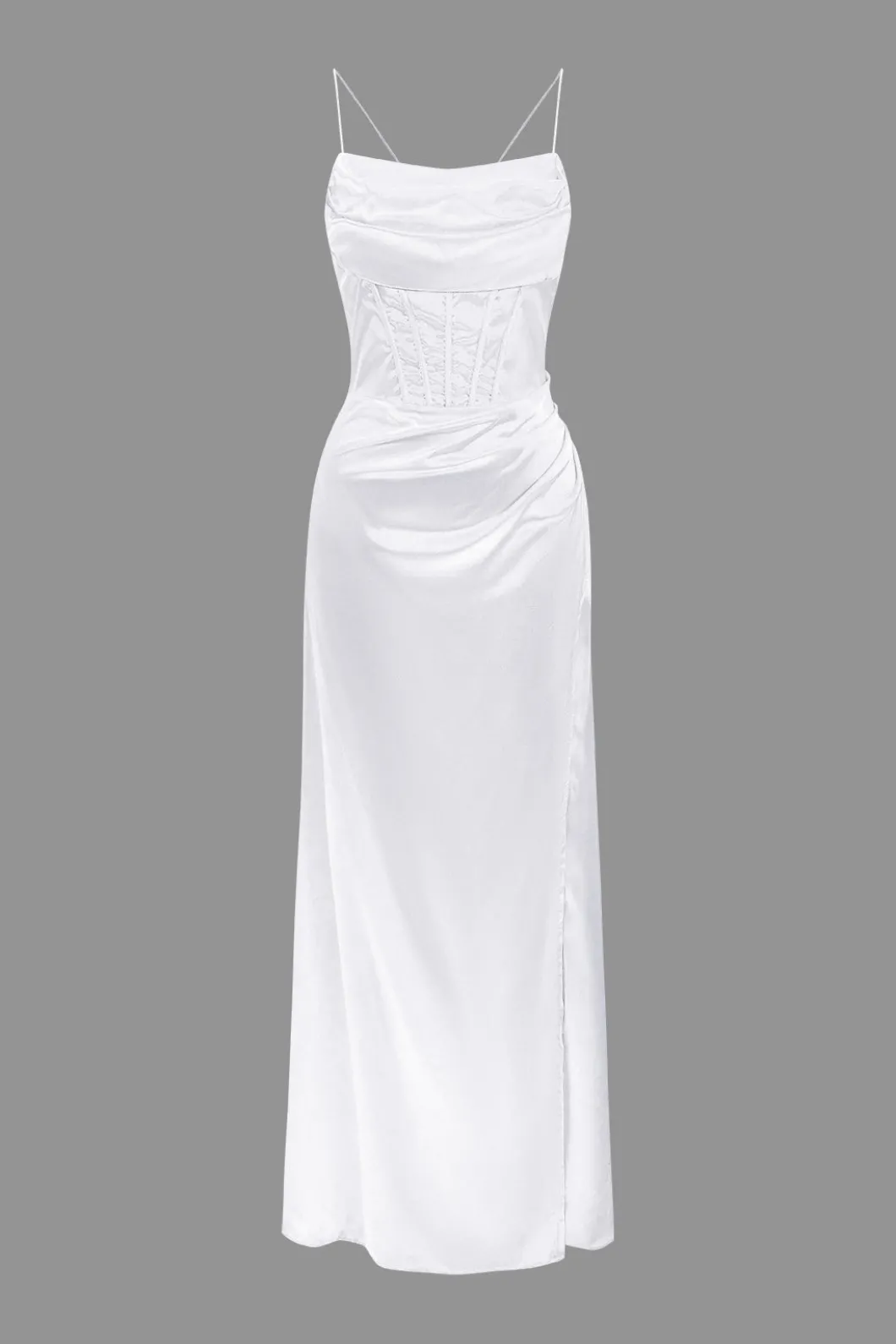 Corset Cowl Neck High Slit Maxi Dress>MICAS Clearance