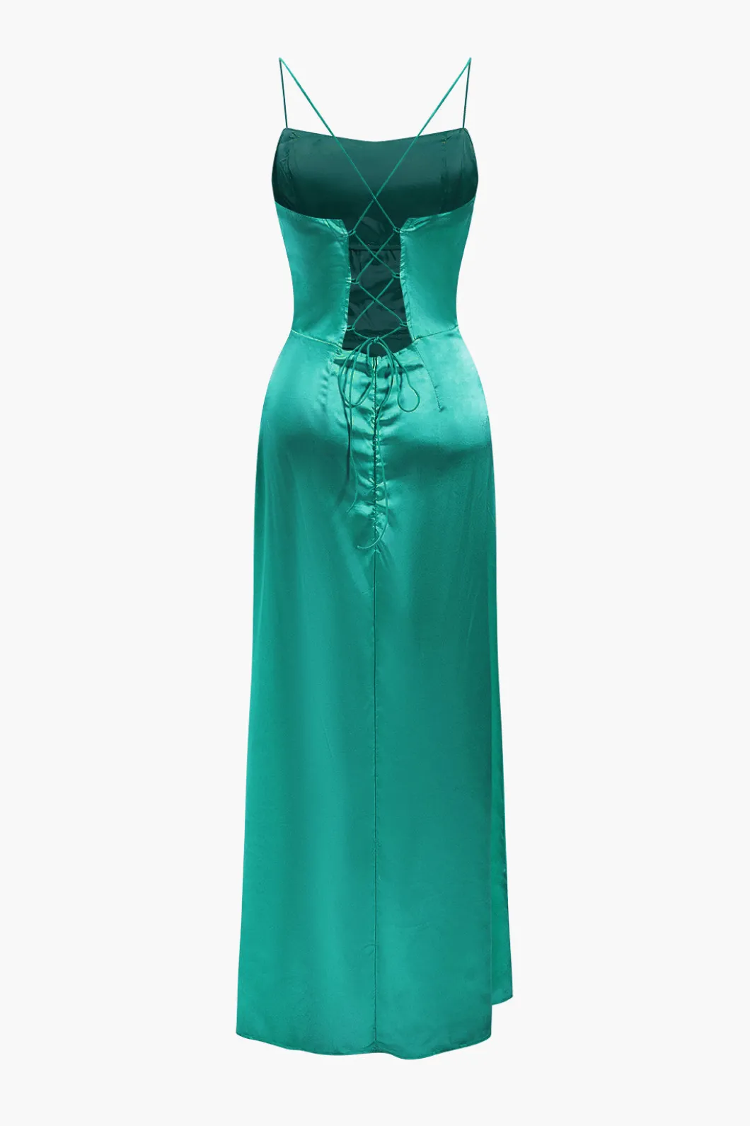 Corset Cowl Neck High Slit Maxi Dress>MICAS Clearance