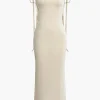 Cowl Neck Backless Tie Maxi Dress>MICAS Outlet
