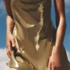 Cowl Neck Metallic Slip Mini Dress>MICAS Hot