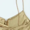 Cowl Neck Metallic Slip Mini Dress>MICAS Hot