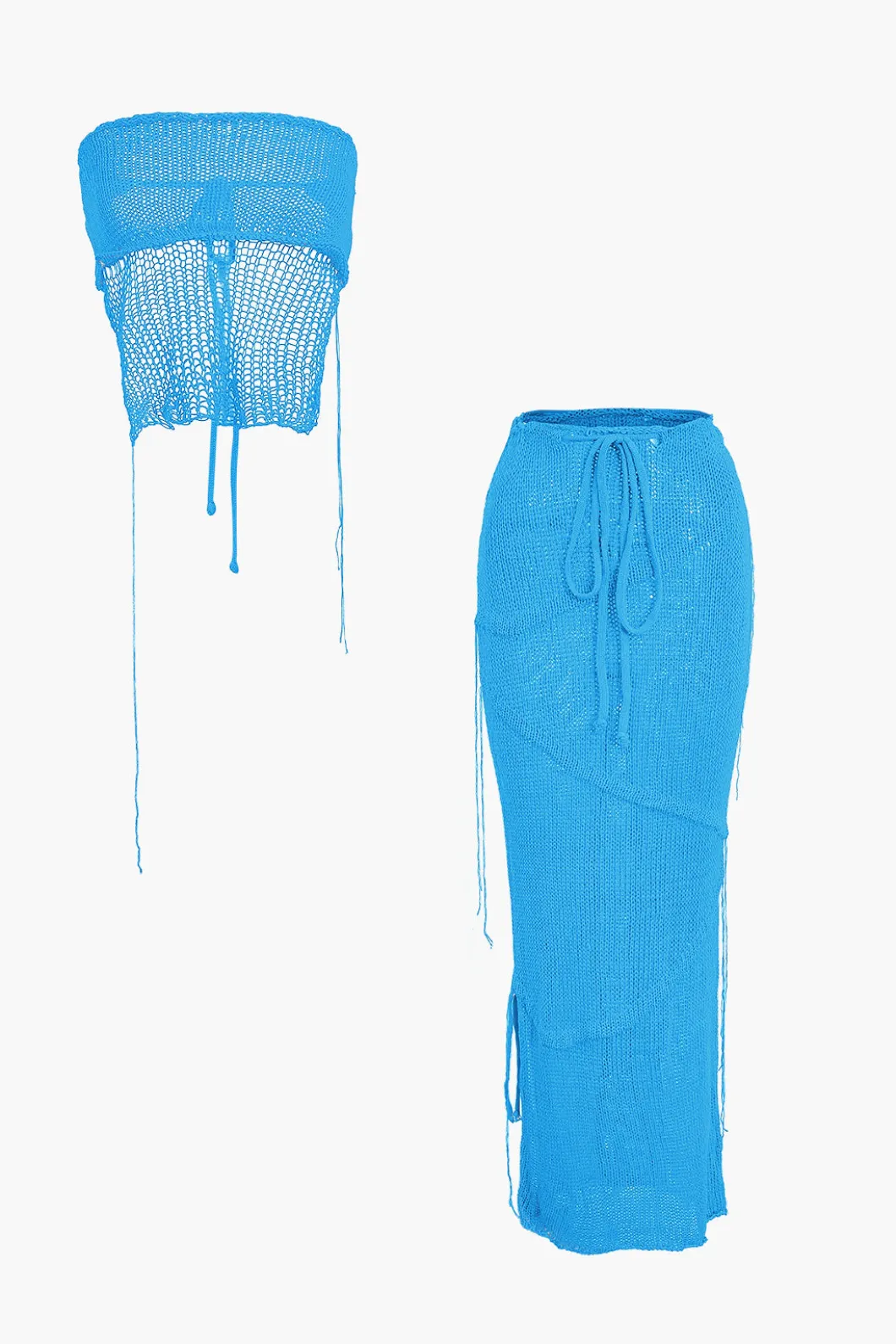 Crochet Backless Tube Top And Split Skirt Set>MICAS Clearance