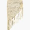 Crochet Halter Neck Bikini Set And Asymmetric Tassel Cover Up Set>MICAS New