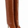 Crocodile Leather Pointed Toe Over The Knee Boots>MICAS Clearance