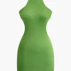 Cross Backless Mock Neck Tank Mini Dress>MICAS Clearance