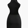 Cross Backless Mock Neck Tank Mini Dress>MICAS Clearance