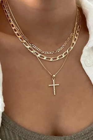 Cross Pendant Layered Necklace>MICAS Discount