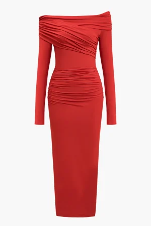Crossed Long Sleeve Midi Dress>MICAS Discount