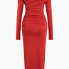 Crossed Long Sleeve Midi Dress>MICAS Discount