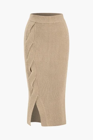 Crossed Sweater Asymmetrical Midi Skirt>MICAS Fashion