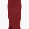 Crossed Sweater Asymmetrical Midi Skirt>MICAS Fashion