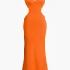 Cut Out Backless Bustier Slip Maxi Dress>MICAS Fashion