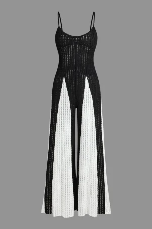 Cut Out Contrast Patchwork Slip Jumpsuit>MICAS Online