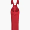 Cut Out Halter Backless Knit Maxi Dress>MICAS Hot