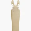 Cut Out Halter Backless Knit Maxi Dress>MICAS Hot