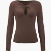 Cut Out Knot Long-Sleeve Top>MICAS Outlet