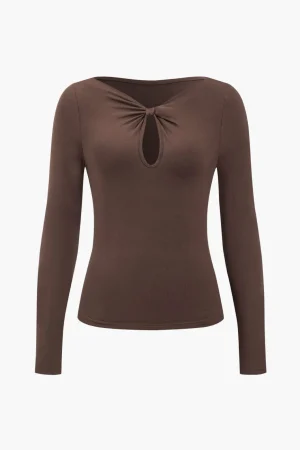 Cut Out Knot Long-Sleeve Top>MICAS Outlet