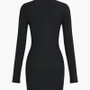 Cut Out Long Sleeve Turtleneck Mini Dress>MICAS Best