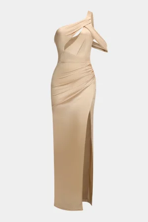 Cut Out One Shoulder Sleeveless Midi Dress>MICAS Outlet