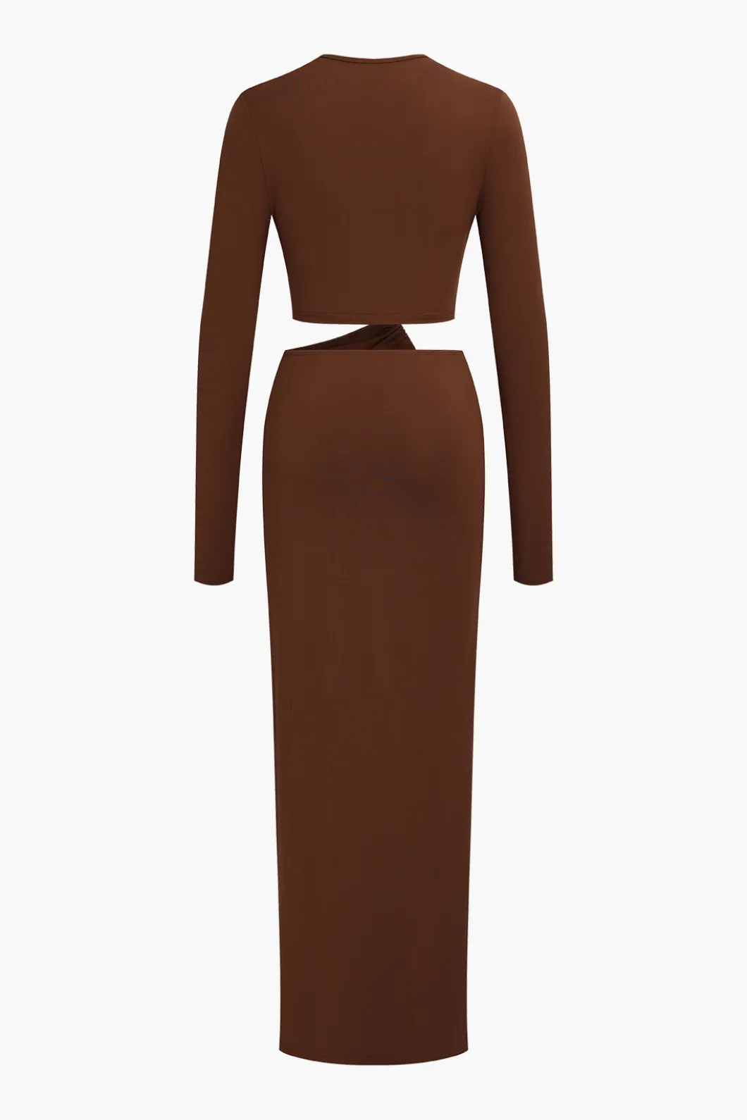 Cut Out Ruched Long Sleeve Maxi Dress>MICAS Fashion