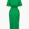 Cut Out Ruched Midi Shirt Dress>MICAS Best