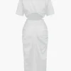 Cut Out Ruched Midi Shirt Dress>MICAS Best