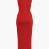 Cut Out Ruched Tank Maxi Dress>MICAS Outlet