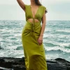 Cut Out Sleeveless V-Neck Maxi Dress>MICAS Fashion