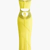 Cut Out Tie Halter Maxi Dress>MICAS Fashion