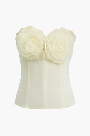 3D Floral Strapless Tube Top>MICAS Fashion