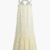 3D Flower Cross Strap Tiered Maxi Dress>MICAS Sale