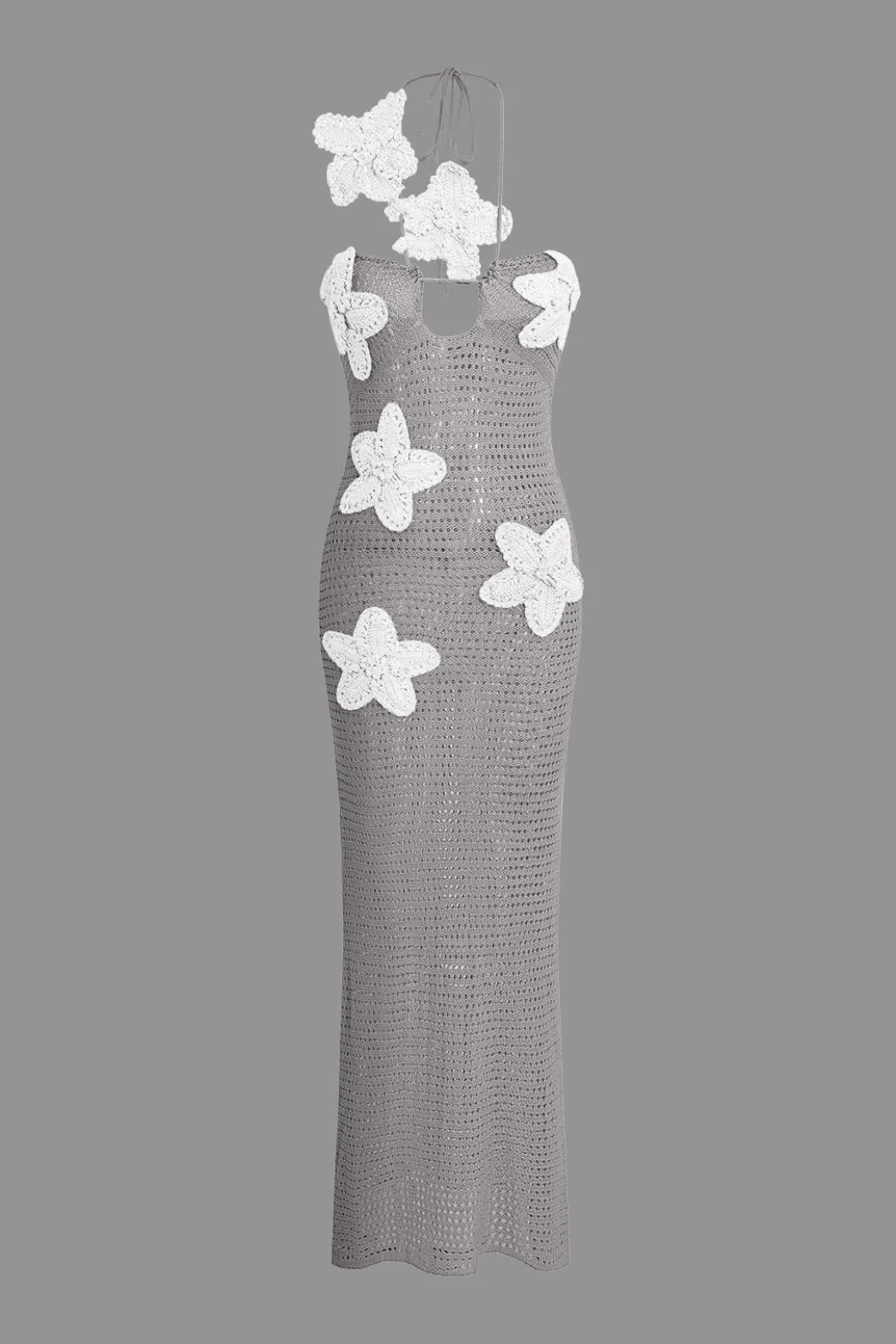 3D Flower Crossed Knit Maxi Dress>MICAS Outlet
