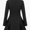 Deep V-neck Long Sleeve Suit Dress>MICAS Online