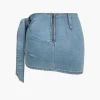 Denim Asymmetrical Bow Skirt>MICAS Clearance