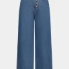 Denim Button Pocket High Waist Straight Leg Jeans>MICAS Discount