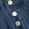 Denim Button Pocket High Waist Straight Leg Jeans>MICAS Discount