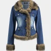 Denim Faux Fur Patchwork Jacket>MICAS Online
