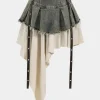 Denim High Waist Patchwork Skirt>MICAS Clearance