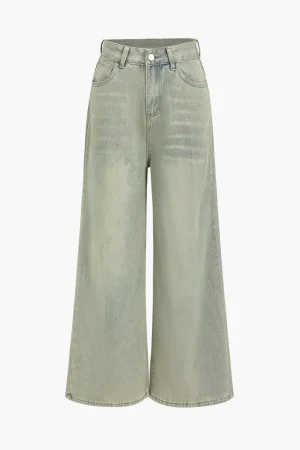 Denim High-Waisted Wide-Leg Jeans>MICAS Sale