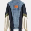 Denim Patchwork Button Pocket Long-Sleeve Coat>MICAS Outlet