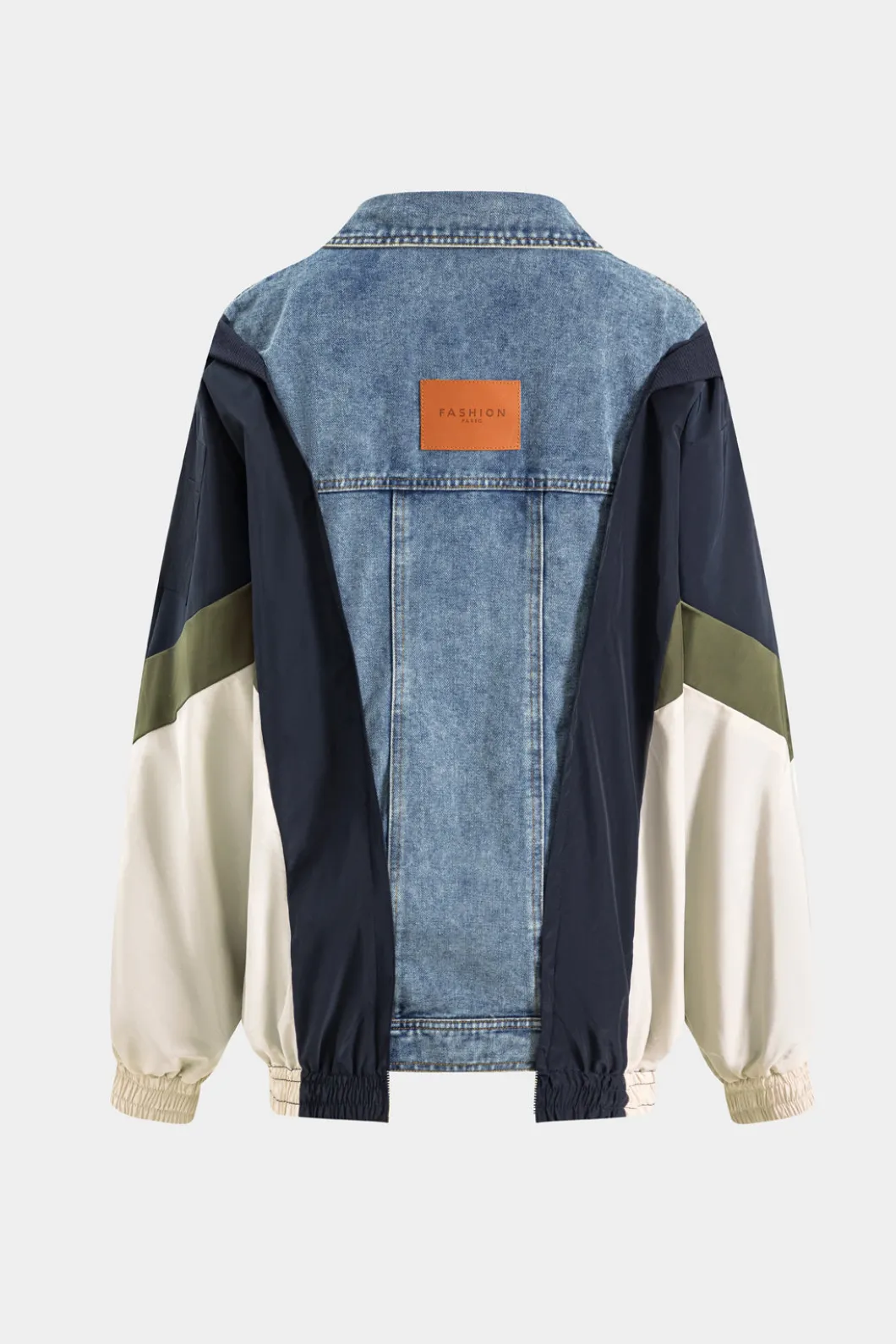 Denim Patchwork Button Pocket Long-Sleeve Coat>MICAS Outlet