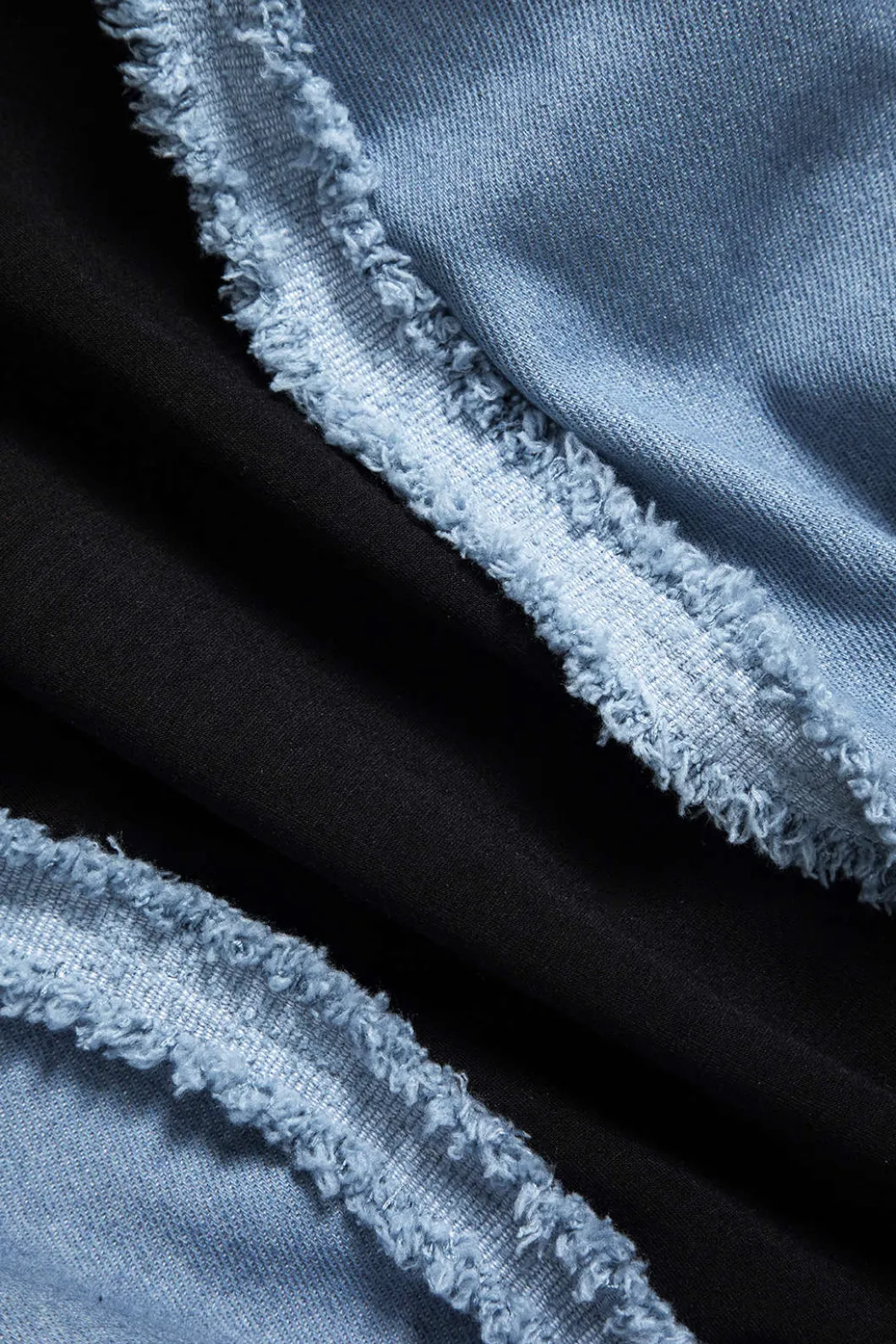 Denim Patchwork Long Sleeve Top And Wide Leg Trousers Set>MICAS Discount