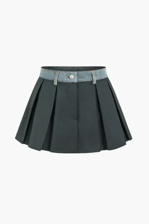 Denim Patchwork Mini Skirt>MICAS Online