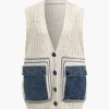 Denim Patchwork Pocket Sweater Vest>MICAS Best