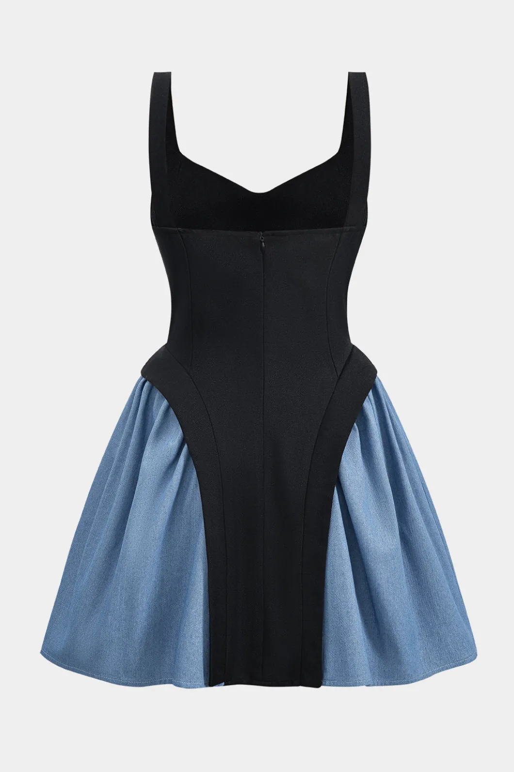 Denim Patchwork Ruched Sleeveless Mini Dress>MICAS Discount