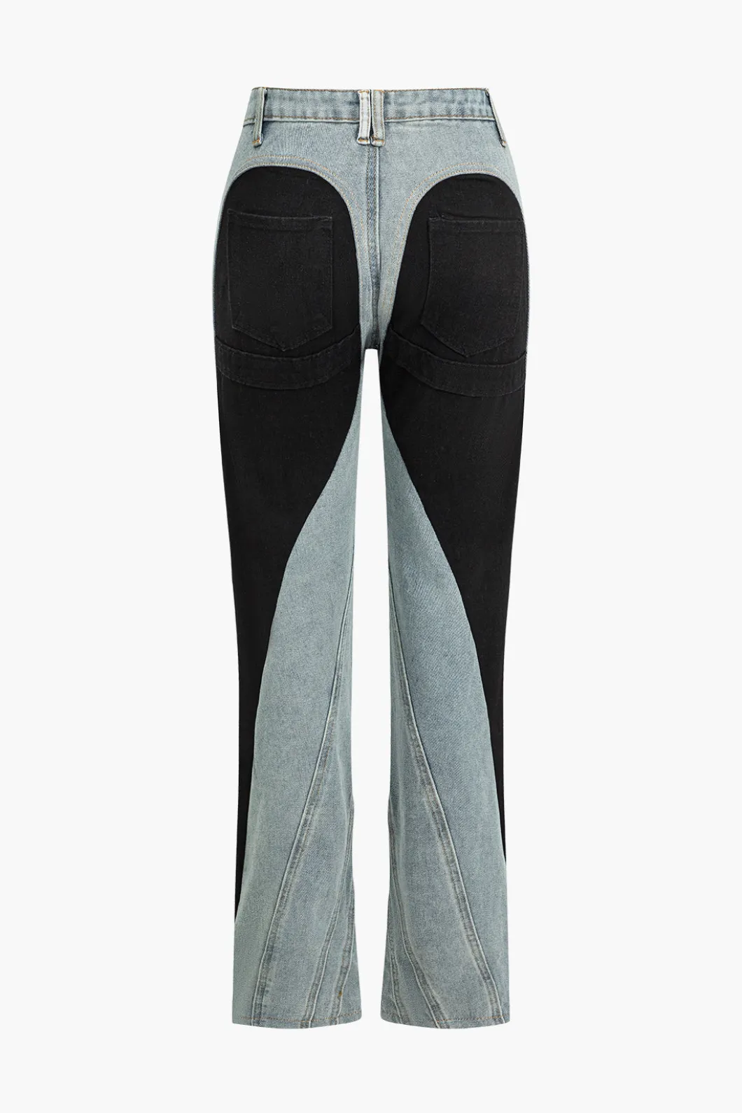 Denim Patchwork Straight Leg Jeans>MICAS Sale